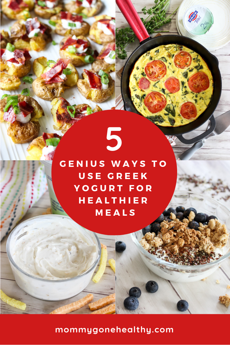 5 genius ways to use greek yogurt when cooking healthier meals. #greekyogurt #yogurt #healthyeating #healthyrecipes 